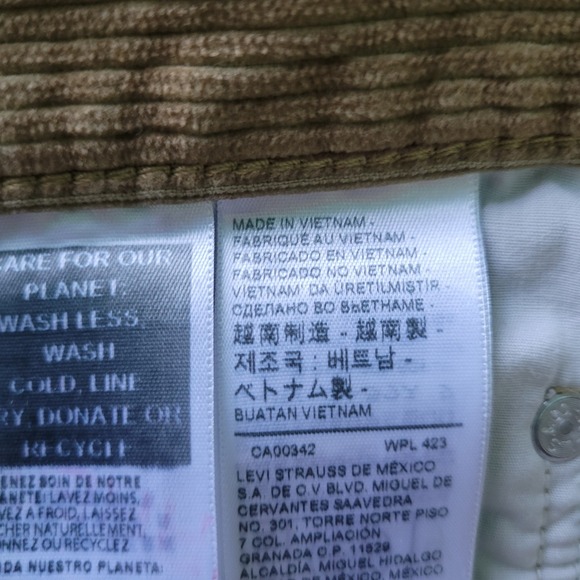 Levi's Corduroy Pants Mens 31x27 Tan Excellent Cutoff Raw Hem Casual 5-Pocket - Picture 11 of 14